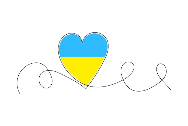 Linha arte coração linha ucrânia. apoie o sinal da ucrânia. nenhum sinal de guerra. ilustração em vetor. imagem de estoque.