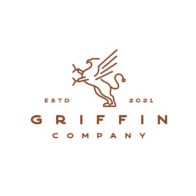 Linha arte griffin logo design vector