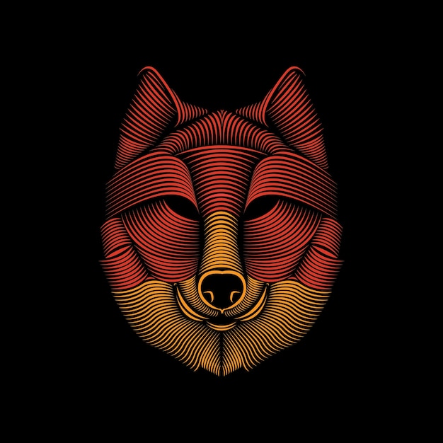 Linha arte ilustração de lobo