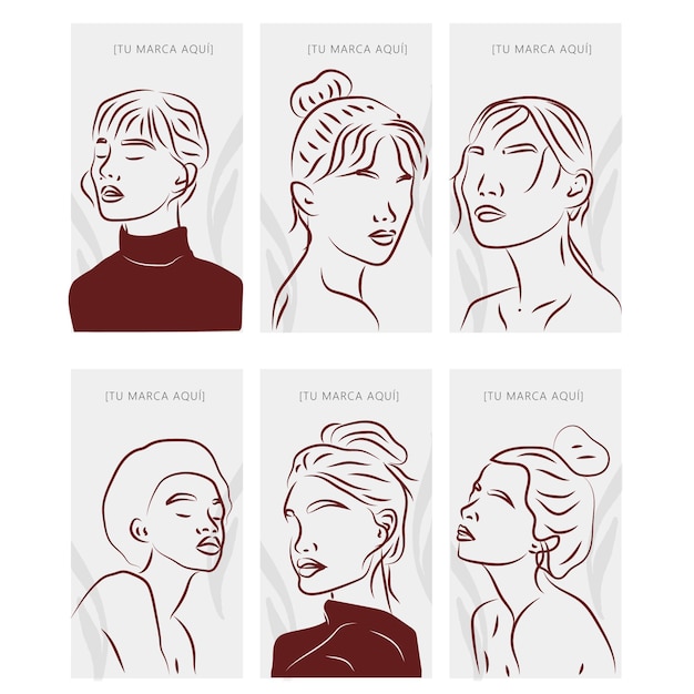 Linha arte mulheres minimalistas