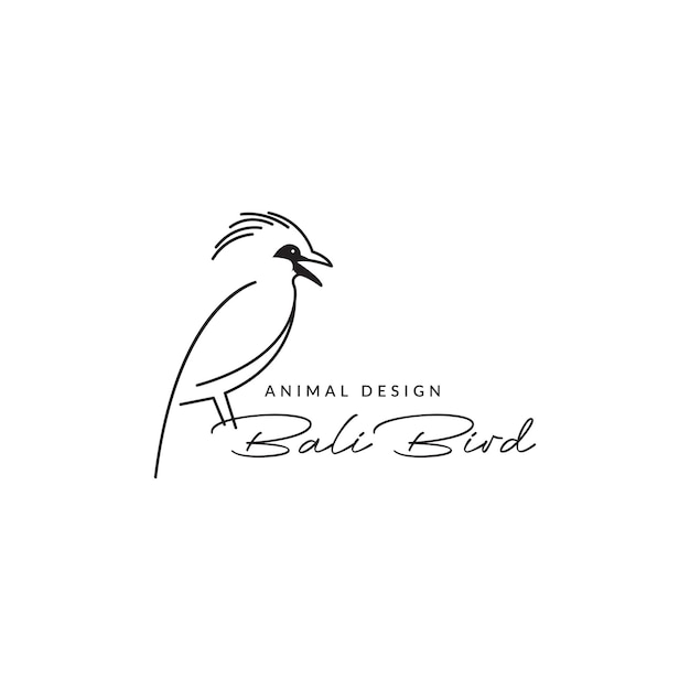 Linha arte pássaro bali myna logotipo design vetor gráfico símbolo ícone ilustração ideia criativa