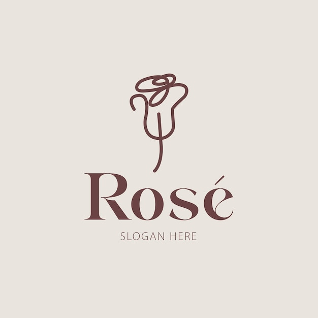 Linha arte rosa logotipo em estilo de luxo mínimo