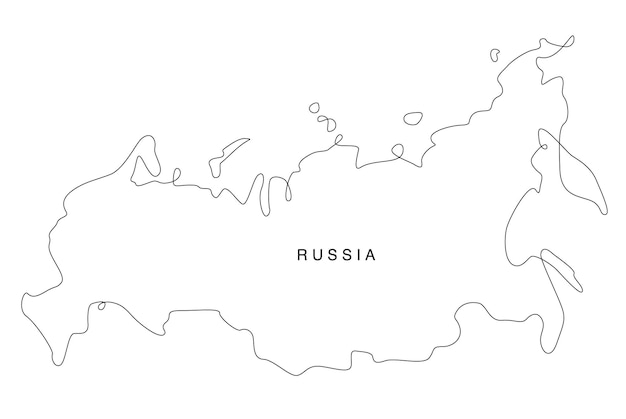 Linha arte rússia mapa linha contínua mapa europa ilustração vetorial contorno único