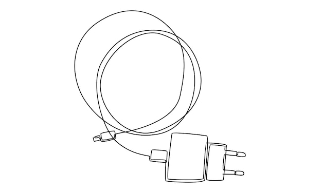 Linha contínua de ícone de plugues de carregador