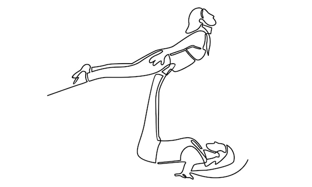 linha contínua de mulheres fazendo ilustração de exercícios de ioga
