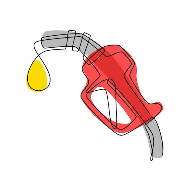 Linha contínua de objeto de conceito de energia de bocal de combustível em ilustração vetorial fina simples