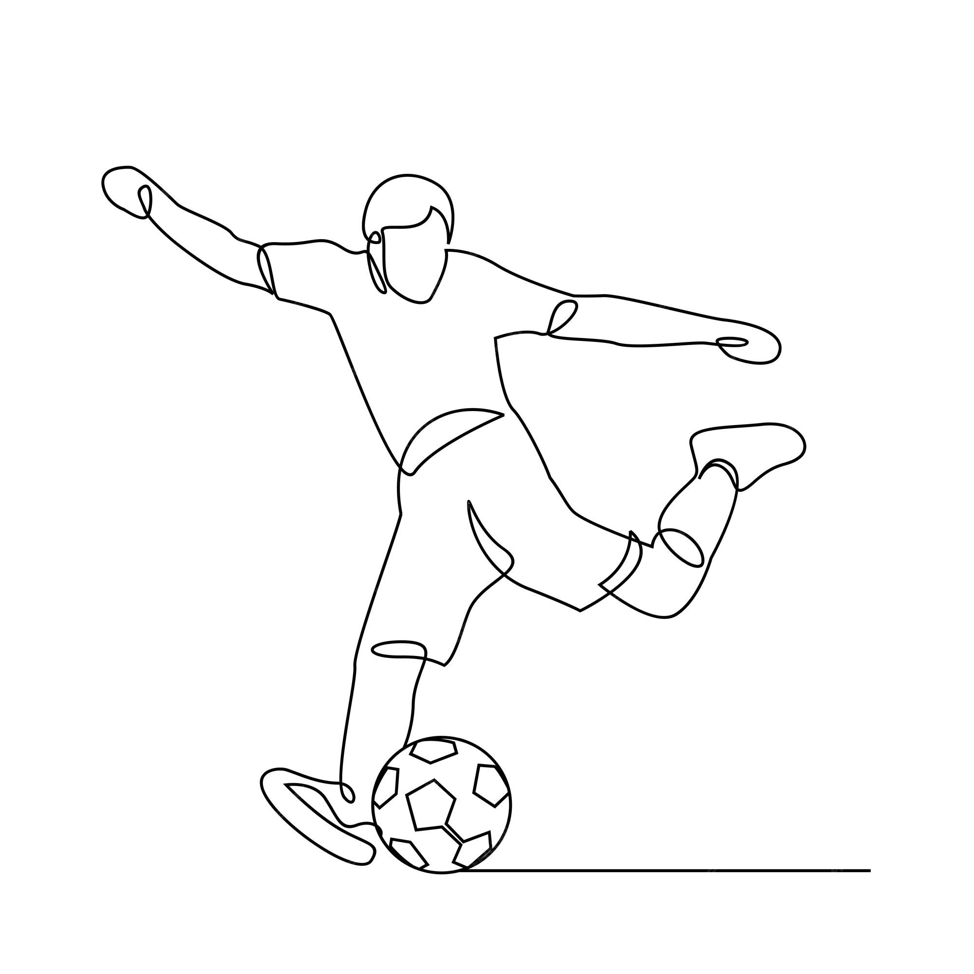 Desenho De Linha Contínua De Jogador De Futebol Atirando Em Uma Ilustração  Vetorial De Cobrança De Falta Vetor PNG , Pose, Jogos, Futebol Imagem PNG e  Vetor Para Download Gratuito