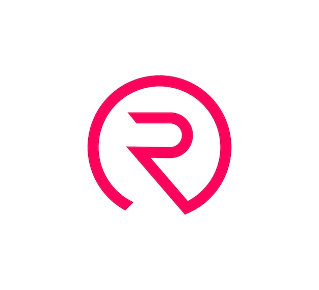 Linha contínua no círculo, logotipo moderno da letra r. logo futurista de identidade corporativa