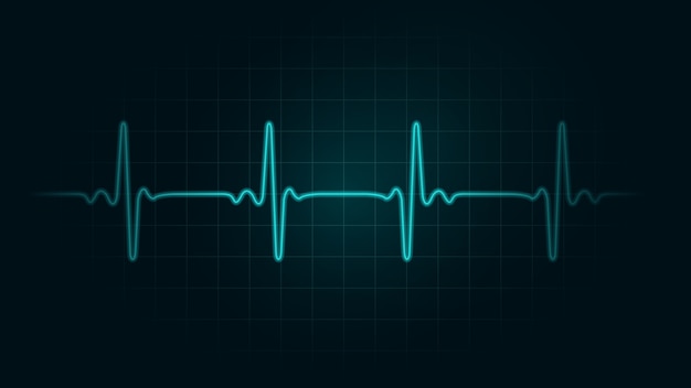 Linha da taxa de pulso no fundo verde da carta do monitor. ilustração sobre a frequência cardíaca e o monitor do cardiograma.