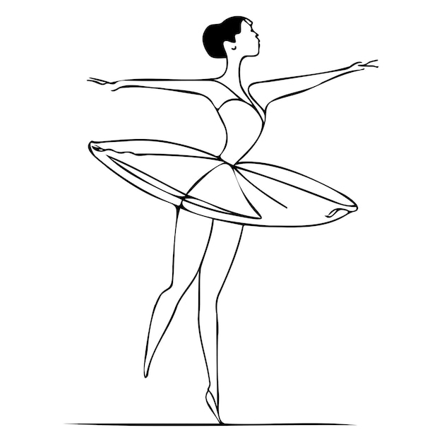 Linha de arte de desenhos de bailarina