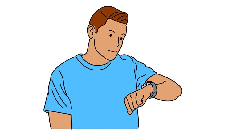Vetor linha de arte de um homem de negócios olhando para o seu relógio