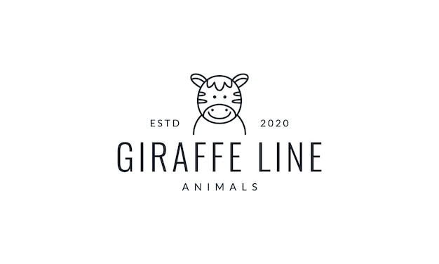 Linha de cabeça de tigre sorri ilustração em vetor de logotipo de desenho animado fofo