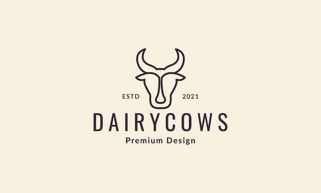 Linha de cabeça de vacas leiteiras logotipo vetor símbolo ícone ilustração gráfica