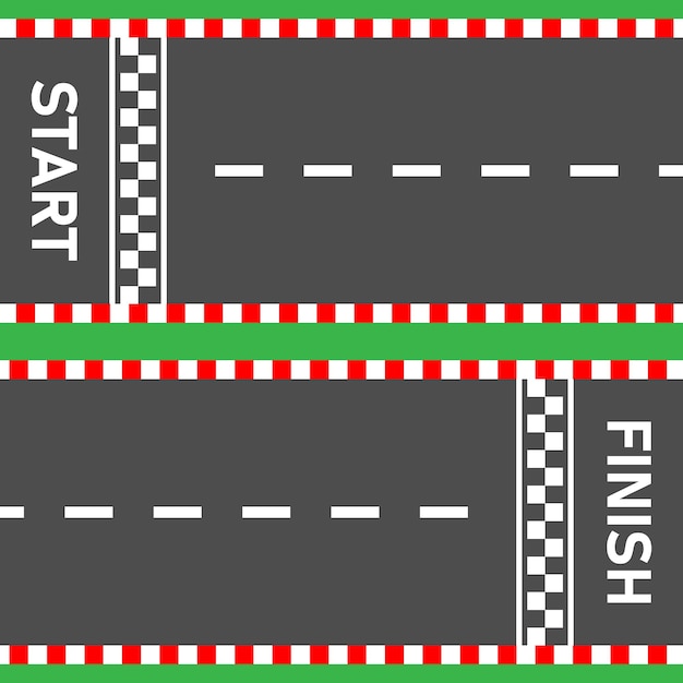 Vetor linha de chegada da linha de chegada vista superior da estrada de asfalto da pista de corrida