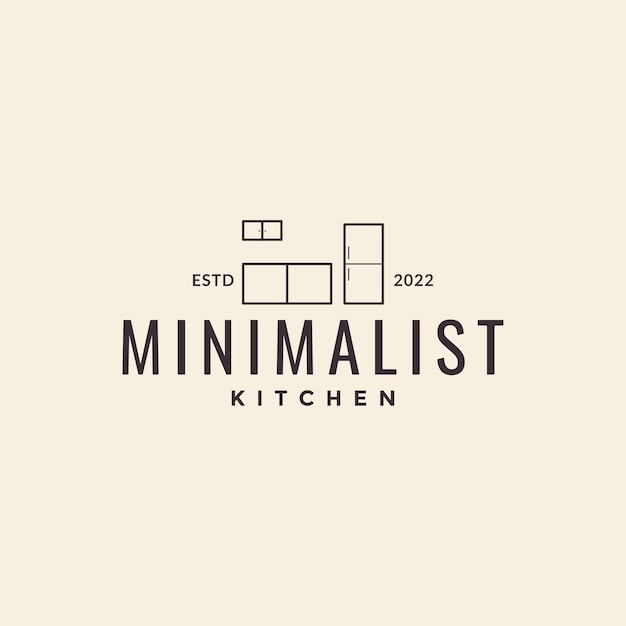 Linha de cozinha minimalista, design de logotipo interior, símbolo gráfico vetorial, ilustração de ícone, ideia criativa