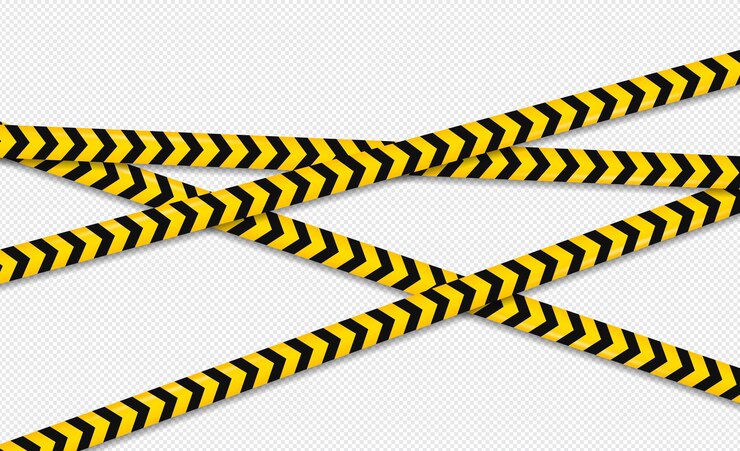 Vetor linha de cuidado e perigo. aviso preto e amarelo, fitas da polícia, atenção, linha de sinal.