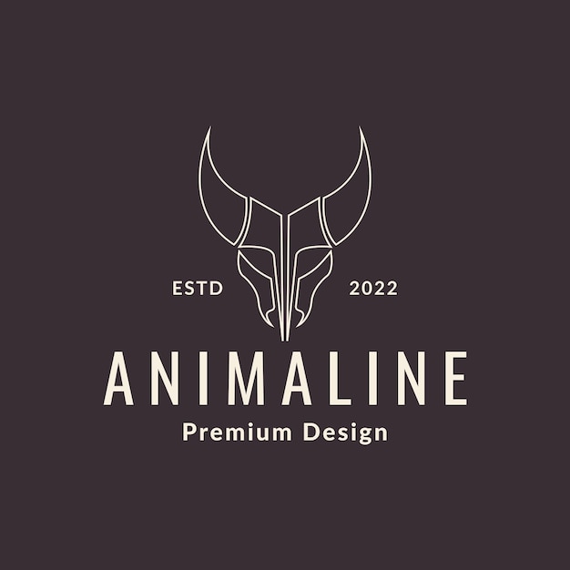 Linha de design de logotipo de vaca de caveira preta vector símbolo gráfico ilustração ideia criativa