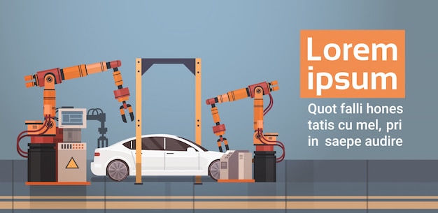 Linha de fabricação automática conceito da maquinaria industrial do transporte da produção do carro da automatização da indústria