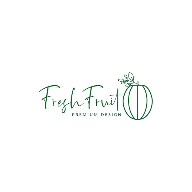 Linha de frutas frescas verde símbolo de logotipo simples ícone vector design gráfico ilustração ideia criativa