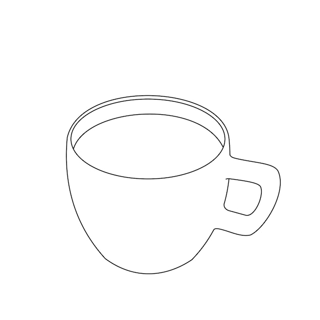 Linha de ilustração desenhando uma xícara quente de café ou chá xícara de italiano