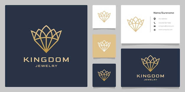 Linha de joias da coroa delinear ilustrações de design de logotipo de luxo