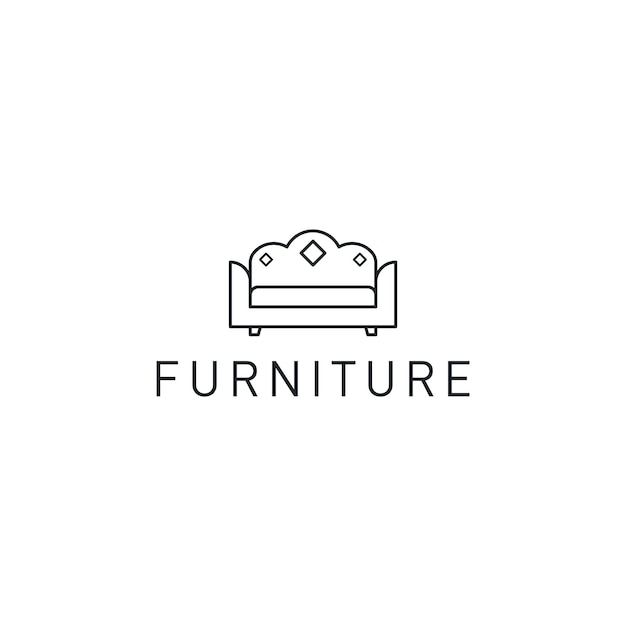 Linha de logotipo mínimo de sofá de móveis