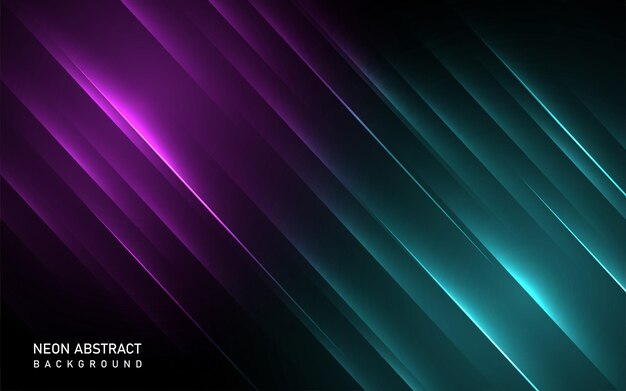 Linha de luzes de gradiente brilhante fundo de néon abstrato