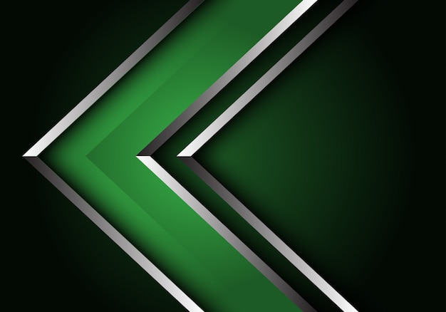 Linha de prata verde abstrata fundo futurista de luxo de direção de seta.