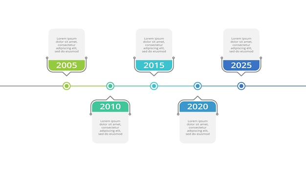 Linha de tempo com 5 elementos modelo infográfico para apresentações de negócios na web ilustração vetorial