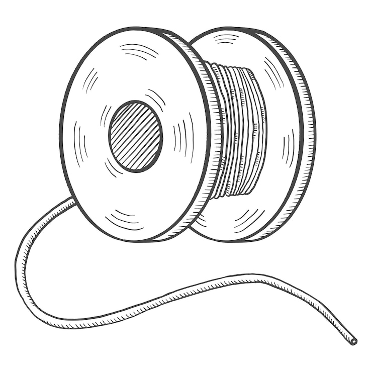 Vetor linha de vara de pescar esboço desenhado à mão doodle isolado com estilo de contorno