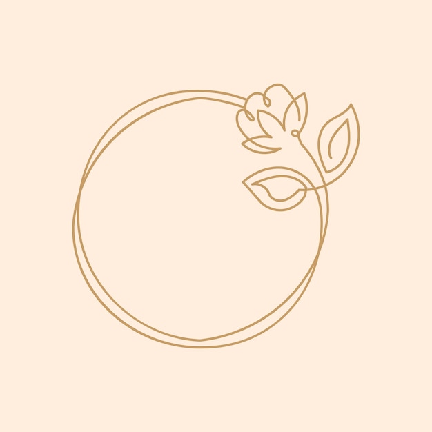 Linha desenhada à mão com logotipo de flor