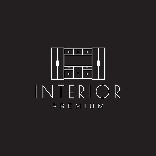 Vetor linha design de logotipo de armário interior moderno minimalista vetor gráfico símbolo ícone ilustração ideia criativa