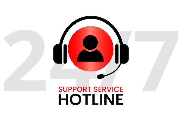 Linha direta de serviço de suporte com fone de ouvido e microfone. serviço de suporte ao usuário
