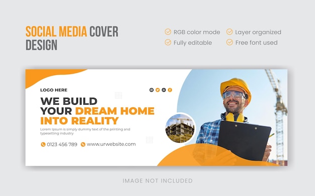 Vetor linha do tempo de mídia social de construção de casa dos sonhos ou modelo de design de banner promocional da web