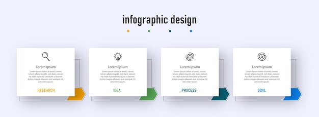 Linha do tempo do modelo de design infográfico com 4 etapas,