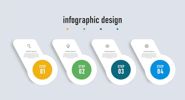 Linha do tempo do modelo de design infográfico com 4 etapas