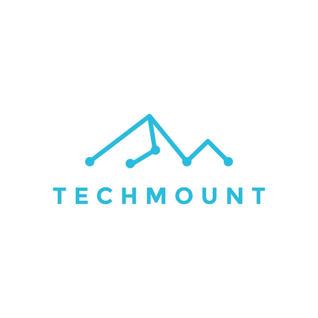 Linha dot tech mountain logo design vector gráfico símbolo ícone ilustração ideia criativa