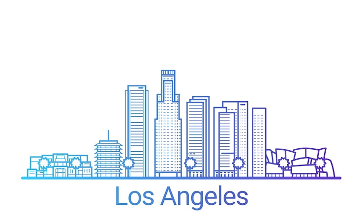 Vetor linha gradiente colorida da cidade de los angeles