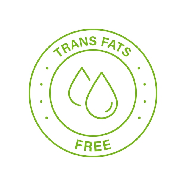 Linha livre de gordura trans green icon zero transfat óleo no produto rótulo alimentar escolha de nutrição saudável