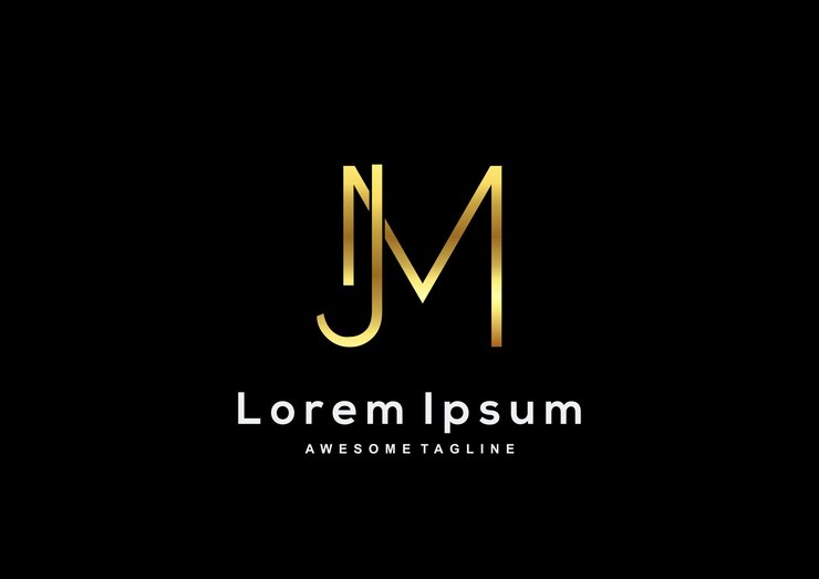 Linha Luxury Letter JM com logotipo de cor dourada