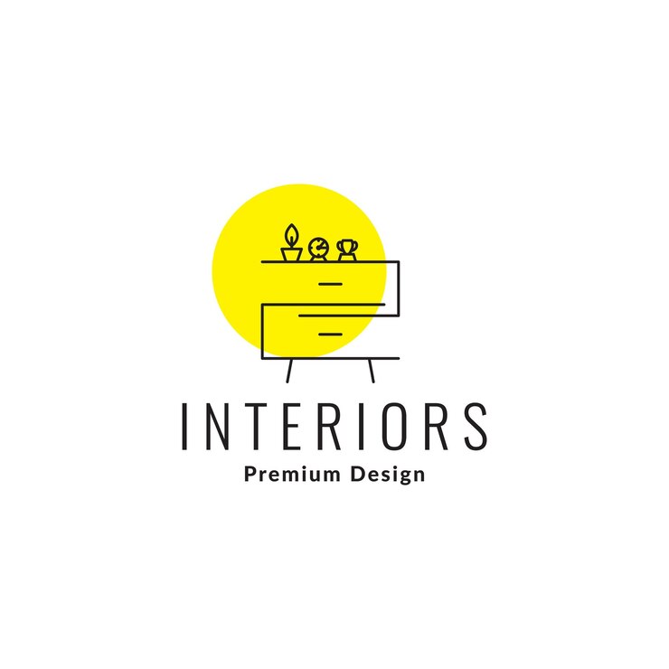 Vetor linha mobiliário interior minimalista pequeno armário logotipo símbolo ícone vector design gráfico