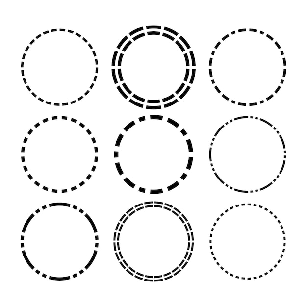 Linha pontilhada de círculos estilo de desenho forma redonda estilo de corte de papel ilustração vetorial