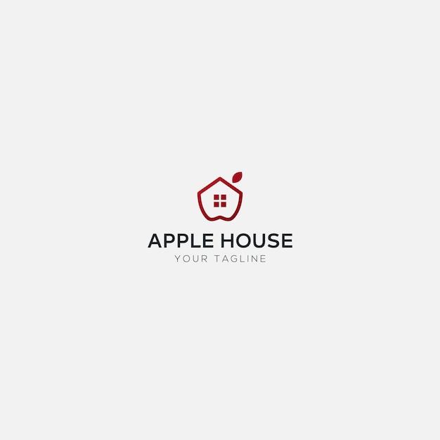 Linha simples, design moderno do logotipo da maçã para casa