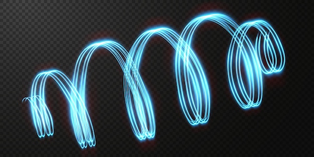 Linhas abstratas de luz neon girando em espiral