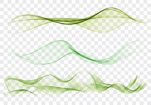 Linhas abstratas de velocidade verde brilhante fluem swoosh fresco minimalista fluxo de onda verde conjunto de ondas