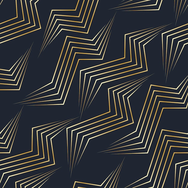 Linhas abstratas douradas na ilustração vetorial de fundo preto