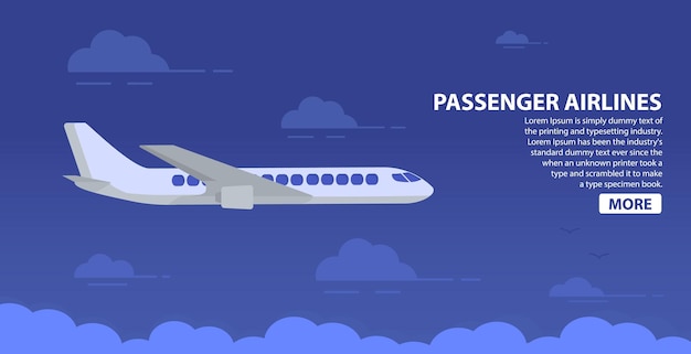 Linhas aéreas de passageiros. avião do céu. avião a jato. avião de aviação.