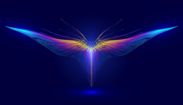 Linhas coloridas abstraem asas voadoras ou uma borboleta abstrata
