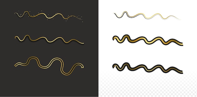 Vetor linhas curvas de ouro abstratas com decoração de contorno preto