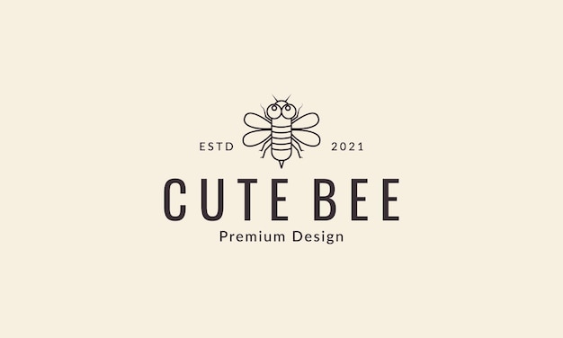 Linhas de abelhas de mel de insetos animais desenho de logotipo de desenho animado ilustração de símbolo de ícone de vetor